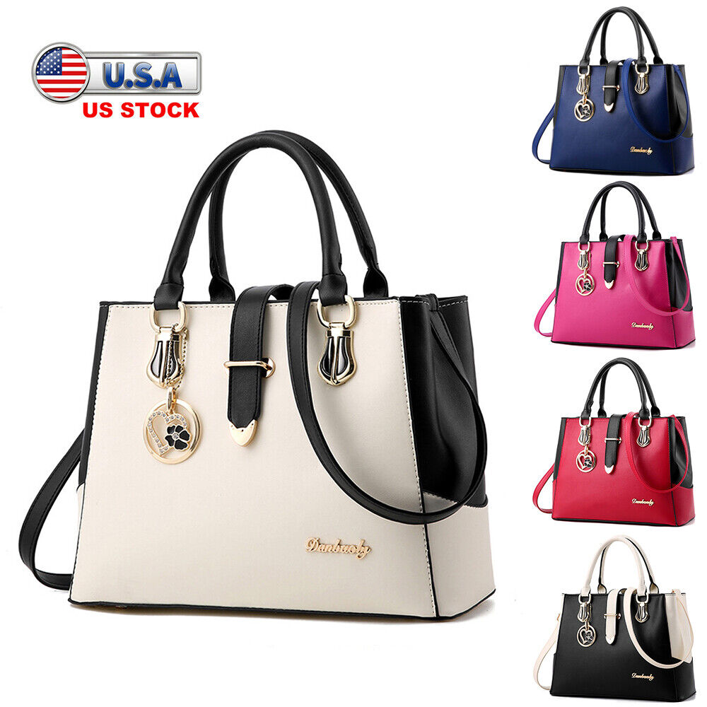 Women PU Leather Handbag Top Handle Tote Crossbody Shoulder Bag Satchel Purse 24Hr Smart